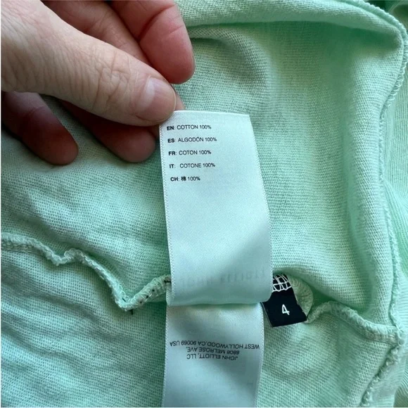 John Elliott Jersey Long Sleeve Cropped Tee in Mint Size 4/XL - Picture 7 of 9